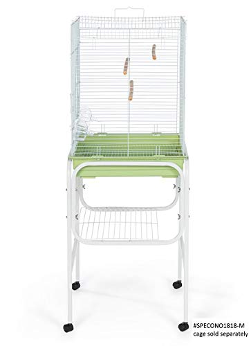 Prevue Pet Products Bird Cage Stand with Shelf - Small Metal Cage Stand with Rolling Wheels, Bird Stands for Inside, Mid‑Height Shelf for Cage Accessories, Toys, and Storage - White - color: White, size: 19.0"L x 19.0"W x 19.0"H