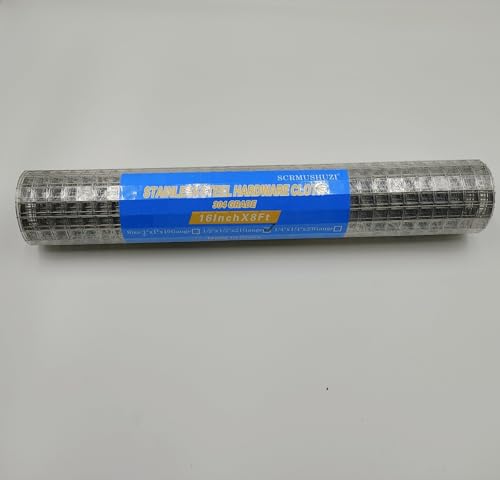 Stainless Steel Hardware Cloth Size:21Gauge 1/2inch 16inchx8Feet 304 Stainless Steel Welded Wire Mesh Supports Poultry Netting Cage Fence,Keep The Animals Out, Protecting New Plants - size: 1/2inx16inx8ftx21gauge