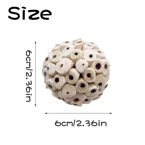 LWINGFLYER 6 Pieces Sola Atta Ball Parrot Biting Toy Bird Chew Accessories Natural Sola Plant Material for Birds, Rabbits, Hamsters and Small Pets.
