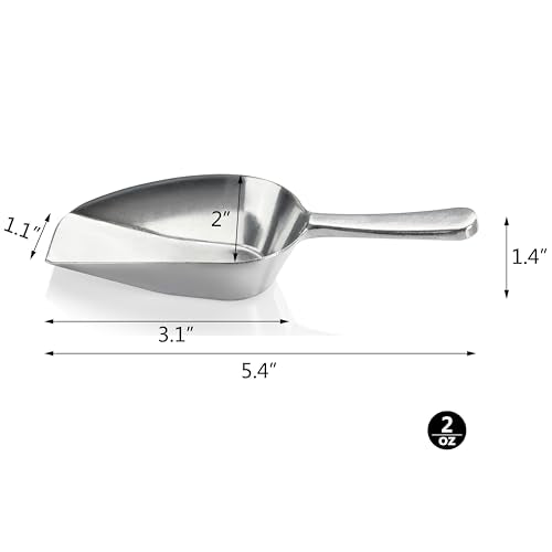 New Star Foodservice One-Piece Cast Aluminum Flat Bottom Bar Ice Flour Utility Scoop, 2-Ounce, Silver - size: 2-Ounce