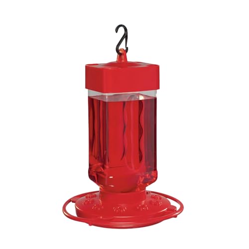 First Nature Hummingbird Feeder - 10 Feeding Ports - Red Base | Wide Mouth Prevents Messy Spills - Sealing Ring Prevents Bottom Leaks - Multi-Port Base Accommodates Flocks - size: 32 Ounce