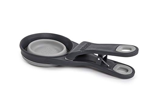 Dexas Popware for Pets Collapsible Klip Scoop, 3-in-1 Pet Food Scoop, Measuring Cup and Bag Clip, 1/2 Cup Capacity, Light Gray - color: Light Gray, size: 1/2 Cup Capacity