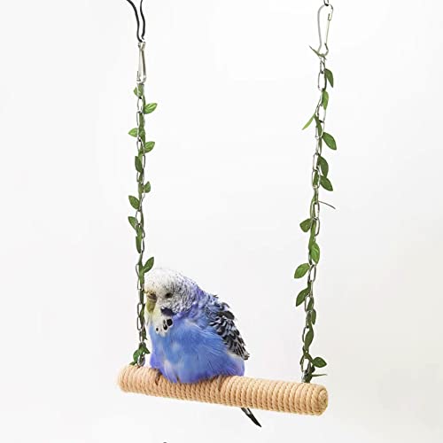 La La Pet® Hanging Wooden Pet Bird Swing with Cotton Rope Bird Cage Swing Bird Perch Swing Bird Cage Perch Bird Perch Stand Bird Swing Toy for Parrots Parakeets Cockatiels Lovebirds Brown - color: Brown