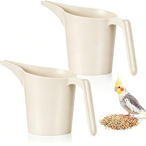 2 Pack Bird Feeder Scoop Set,Pet Food Bird Seed Scoop Large Capacity Suitable Narrow Spout Suitable for Tube Feeders Birds Chicken Livestock Restaurant Kitchen (Off White) - color: off white