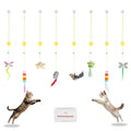8 Pcs Hanging Cat Teaser Toys, Bird & Mouse Toys with Bird Chirp & Catnip, Bell Feather Toys, Drill-Free Wall Mount for Indoor Kittens and Adult Cats