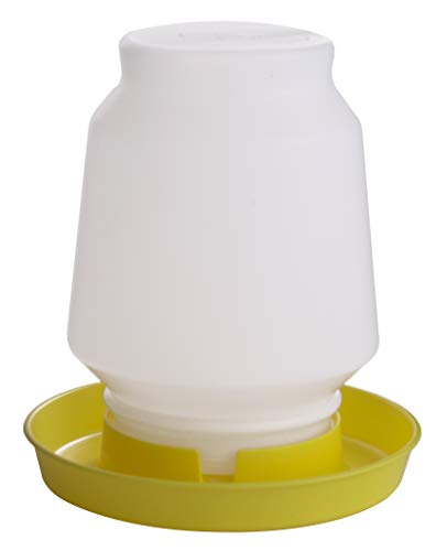 Little Giant® Screw-On Poultry Waterer Base | Heavy Duty Plastic Water Tray Base for Container | Chicken Waterer Screw On Base | 1 Gallon (Yellow, Pack of 1) - color: Yellow
