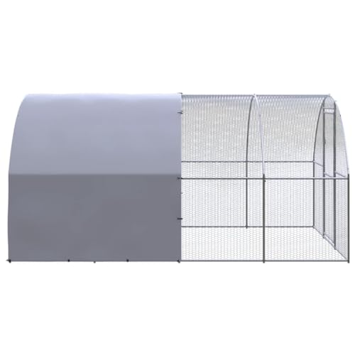 Large Chicken Coop 118x118x79 in Galvanized Metal Outdoor Run for Backyard with Sturdy Frame for Hens Ducks Modern Silver Design for Garden Homestead - color: Silver, size: 118.1 x 118.1 x 78.7 in. (W x L x H)
