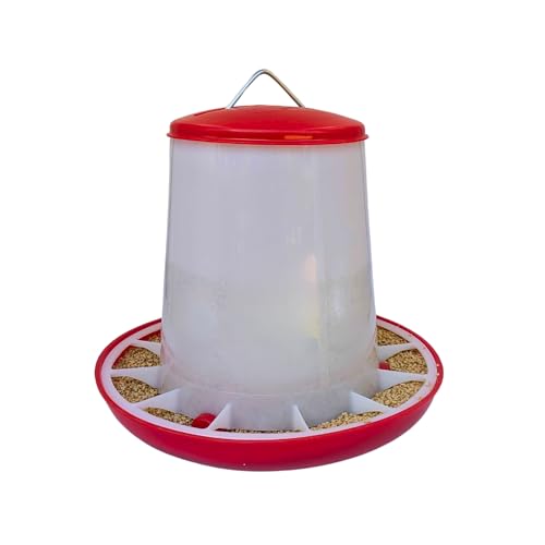 Large Chicken Feeder 5-Pound Capacity for All Poultry | Durable Feeding Container with Carrying Handle for Chickens, Ducks, Turkeys, Quail, Baby Chicks, Turkeys and More - size: 5 Pounds