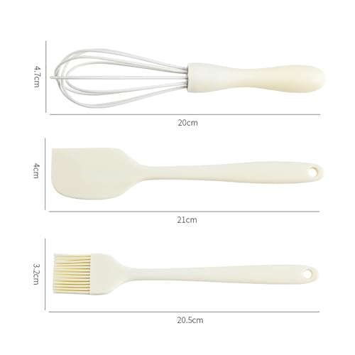 3PCS Silicone Spatula Baking Pastry Tools Cake Cream Spatula Kitchen Whisk Barbecue Oil Brush Small Tools Kitchen Accessories - color: White, size: one size