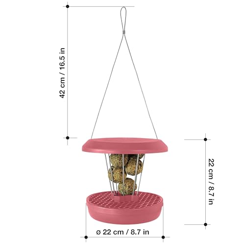 SWISSINNO Bird Feeders - No Mess Fat Ball/Suet Feeder for Outdoors Hanging - Smart Birds Lucerne Spill Proof Wild Cardinal Bird Feeder with Integrated Seed Catcher Tray - Dusty Rose - color: Dusty Rose, style: Lucerne