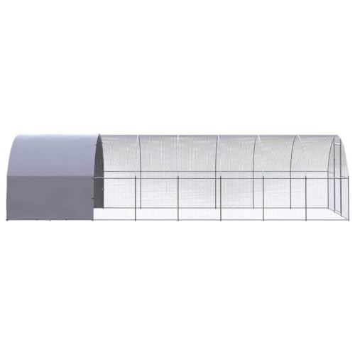Large Outdoor Chicken Coop, 118.1 x 315.0 x 78.7 in Walk-in Metal Poultry Run with Cover, Galvanized Steel Hen House Cage for Ducks, Rabbits and Small Animals, Silver - color: Silver-I