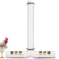 PVC Chicken Feeder No Waste 13lbs Automatic Poultry Feeder | Chicken Food Dispenser with 6 Feeding Port Gravity Poultry Feeding Trough for Ducks Turkeys Geese Quails Pigeon