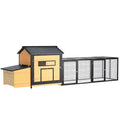 YOPTO Wooden Chicken Coop, 114 in, Outdoor Run, Black/Gold | Solid wood, Weatherproof roof, Outdoor run, Nesting box, Pull-out tray, 6 access doors, Ramp - size: 114.0"L x 25.4"W x 33.9"H