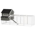PawHut 137" Chicken Coop with Extra Large Run, for 4-6 Chickens, Dark Gray | Hen House, Wooden Rabbit Hutch Poultry Bunny Cage, Nesting Box, Waterproof Roof, for Backyard - color: Dark Gray