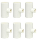 (6 Pack) Chicken Waterer PVC Tee Fittings For Threaded Poultry Watering Cups - Schedule 40 PVC 1/2 inch Slip X 1/2 inch Slip X 1/8 inch FPT