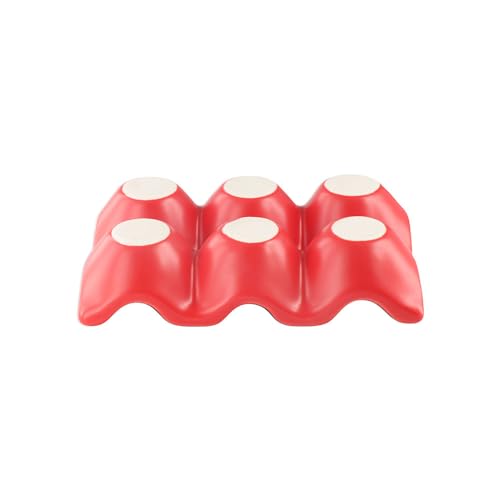 Pokinge Ceramic Egg Holder, 6 Cups Porcelain Egg Storage Rack Half Dozen Egg Tray Kitchen Fridge Storage Supplies Home Tabletop Decoration(red)
