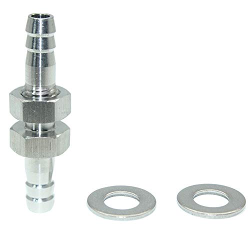Beduan 5/16" Hose Barb Thru-Bulk Bulkhead Straight Hex Union Stainless Steel Fitting - size: 5/16" Hose Barb, style: Pack of 1
