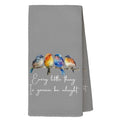 Every Little Thing is Gonna Be Alright Kitchen Towels 16x24 Inch, Sparrow Bird Gifts for Bird Lovers Women, Inspirational Quotes Tea Hand Towels(Gray) - color: Gray