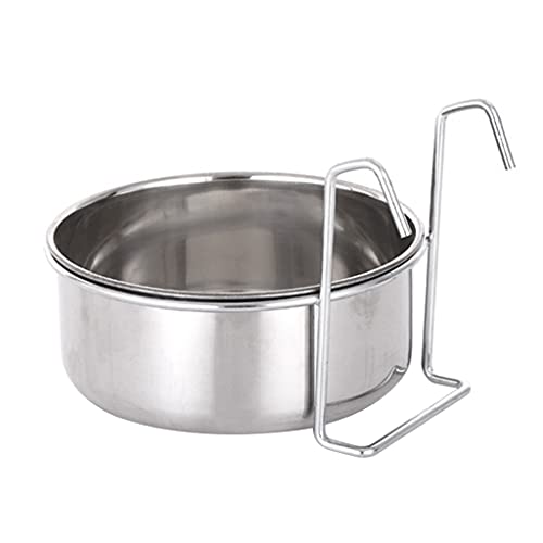 Youngy Dog Kennel Bowl Stainless Steel Hanging Food Water Bowl Crate Cup Pet Cage Bowls with Hanger for Bird Small Animals Stainless Steel Bowls Hanging
