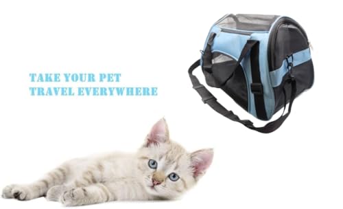 ZaneSun Cat Carrier,Soft-Sided Pet Travel Carrier for Cats,Dogs Puppy Comfort Portable Foldable Pet Bag Airline Approved (Medium-Blue) - color: Medium-Blue