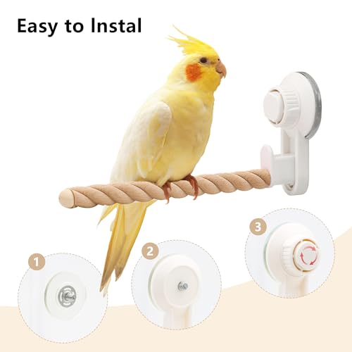 Suction Cup Bird Perch,Natural Wood Parrot Window/Bath/Car/Travel/Shower Perches Stand Portable Parakeet Grinding Stick Training Toys for Small and Medium Birds(Twist Grain) - color: 1 Pcs-Wood Stick