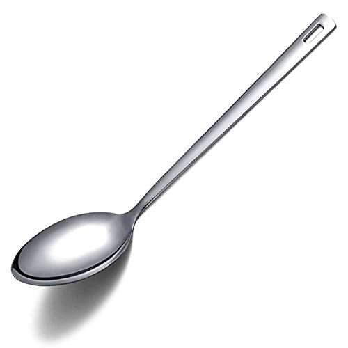 Cooking Spoon, Berglander Stainless Steel Solid Serving, Basting Spoon For Cooking, Kitchen Non-Stick And Heat Resistant, Dishwasher Safe, Easy to Clean - size: C. Solid Spoon