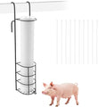 1 Set Hanging Vertical Pig Waterer with Nipples Cover and Cable Tie for Pig and Other Livestock, Sturdy and Durable, Height-Adjustable and Easy to Install