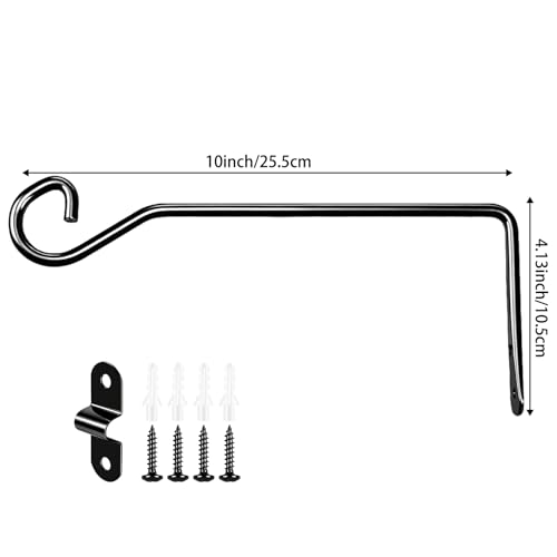 2 Pack Heavy Duty Metal Plant Hanger Wall Hooks – Indoor and Outdoor, Holds Up to 15-25 lb, for Hanging Plants, Lanterns, Bird Feeders – 9.4IN Black - color: Black, size: 9.4 IN-Curved Hook