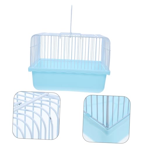 Garneck Portable Lightweight Bird Cage for Lovebirds and Small Animals Easy to Clean Travel Carrier Transparent Window for Parakeets and Cockatiels - color: Sky-blue