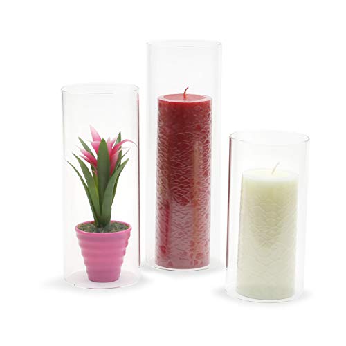 WGVI Hurricane Candle Holder Sleeve, Wide 4", Height 12", Clear Glass Cylinder Candleholder, Chimney Tube, Open Ended Candle Shade, 6 Pieces Bulk - size: 4"x12"H