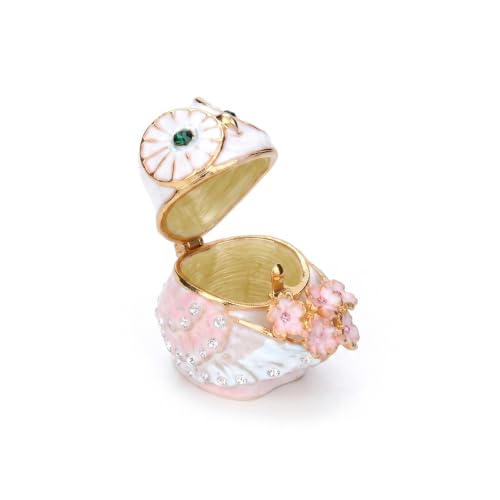 Cute Big Eyes Owl Holding Pink Bouquet Trinket Box with Hinged Classic Animal Ornaments Unique Gift for Family