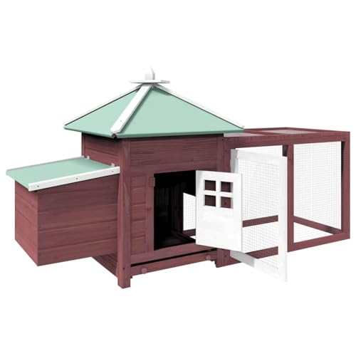 Large Chicken Coop with Nesting Box and Run, Solid Firwood Outdoor Poultry House for Backyard Hens, Rectangular Wooden Hutch with Easy Access Roof, Mocha Brown - color: Brown-A