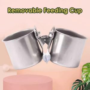 Stainless Steel Bird Feeding Bowl with Wooden Perch for Parakeets, Budgies, Lovebirds and Parrots