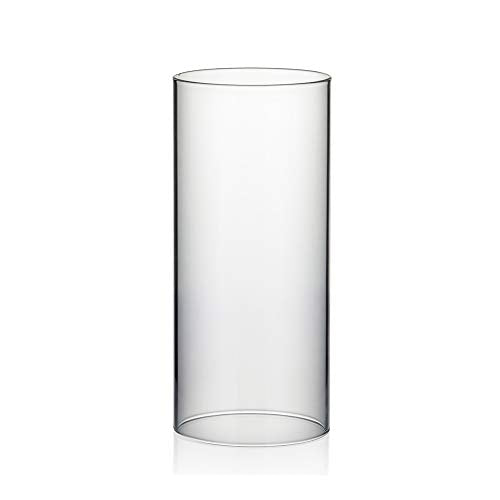 WGVI Hurricane Candle Holder Sleeve, Wide 3.5", Height 8", Clear Glass Cylinder Candleholder, Chimney Tube, Open Ended Candle Shade, 6 Pieces Bulk - size: 3.5"x8"H