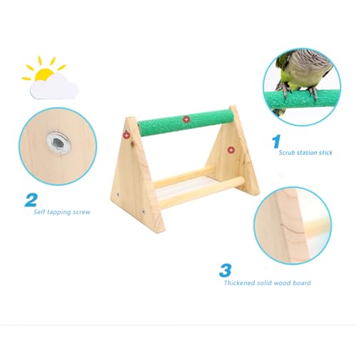 Parrot Play Wood Stand, Bird Grinding Perch Table Trimming Bird Training Stands Portable Table Playstand for Small Cockatiels, Conures, Parakeets, Finch