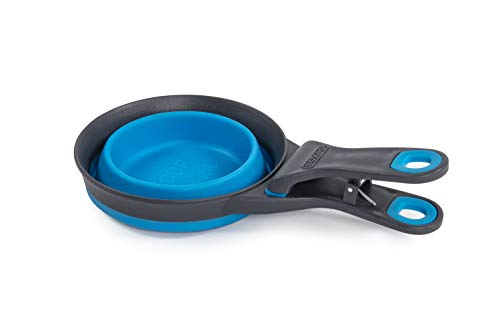 Dexas Popware for Pets Collapsible Klip Scoop, 3-in-1 Pet Food Scoop, Measuring Cup and Bag Clip, 2 Cup Capacity, Pro Blue - color: Pro Blue, size: 2 Cup Capacity