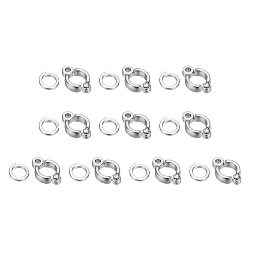 Bird Foot Rings, Parrot Metal Leg Ring Outdoor Fly Training Activity Opening Clip Accessories 7.5mm/0.3" ID, (Silver Tone, 10 Set), Intended for Small Medium Large Birds - size: 7.5mm/0.3" ID