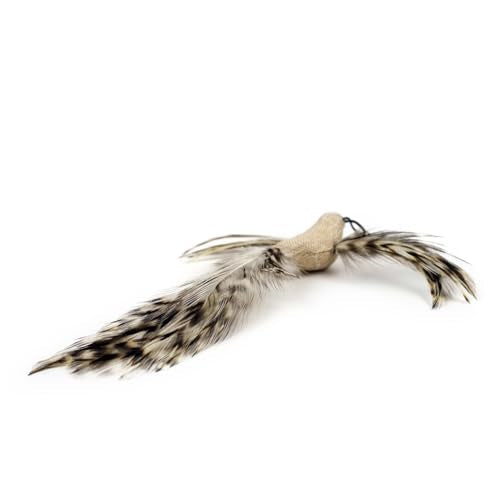 TTcat 4 Pack Linen Bird Cat Wand Refills, Natural Feather Detachable Replacement Toy Heads with Bell, Universal Lobster Clip-on Cat Teaser Attachments, Indoor Kitten Hunting Boredom Relief Prey Toy. - color: 4Pcs Flying Birds
