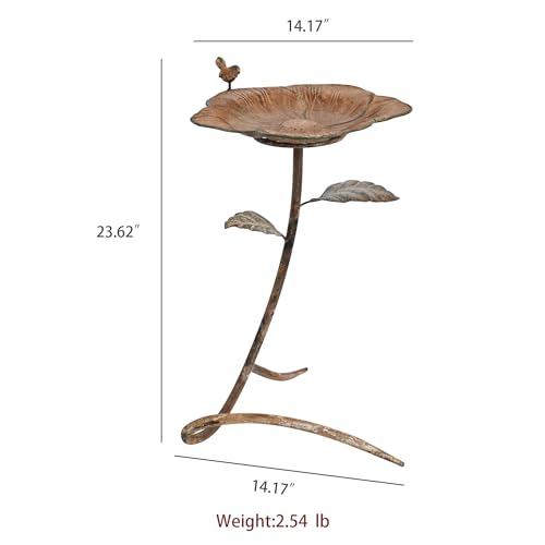 Vintage Metal Flower Bird Bath for Outside Rustic Freestanding Birdbaths for Outdoors 23.6 in Distressed Pedestal Birds Feeder Iron Bowl Bird Bath Stand for Garden Yard Patio Decor