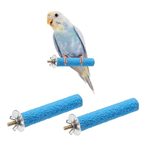 Bird Perch Stand, Colorful Paw Grinding Stick, Wood Rough-surfaced Perch Parrot Stand 10 x 2 Cm, (Blue, 2 Pcs), Intended for Home/Animal Parks/Pet Stores - color: Blue, size: 10 x 2 cm / 3.94 x 0.71 inch
