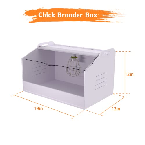 Brooder Box for Chicks | Chick Brooder Heat up to 15 Chicks with Heat Lamp Set Brooder Box，Suitable for Chicks/Duck/Parrot/Lizard （19" X 12" X 12"） - size: 19" X 12" X 12"
