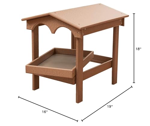 DutchCrafters Recycled Plastic Poly Large Raised Platform Covered Ground Fly Through Bird Feeder with Removable Seed Tray for Outdoors - USA Amish Made (Cedar) - color: Cedar