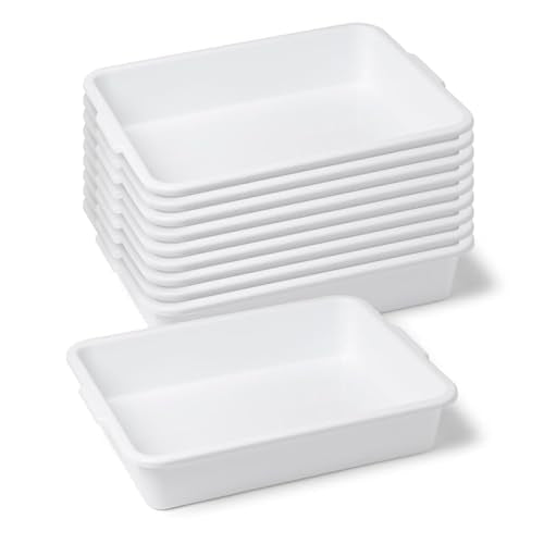 United Scientific™ Polypropylene Containment Lab Tray with Handles, 10-Pack | 15" L x 12" W x 3" H, Stackable Design, Easy to Clean, Chemical Resistant, Temperature Resistant, Multi-Purpose Utility Tray - size: 15" x 12" x 3" (10 Count)