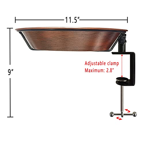 Deck Mounted Bird Bath for Outdoors, 11.5 Inches Metal Birdbath Bowl with Adjustable Steel Clamp, Antique Copper Deck Bird Feeder for Railing Balcony Fence Yard Art Garden Decor