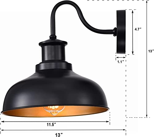 Outdoor Barn Lights, Farmhouse Outdoor Wall Sconces, Rustic Exterior Wall Mount Lights, Vintage Outside Lighting Fixtures, Industrial Black Gold Lanterns for Porch Garage Patio, 4 Pack - color: Black+Gold, size: 03RZ007-4 PACK(Not Dusk to Dawn)