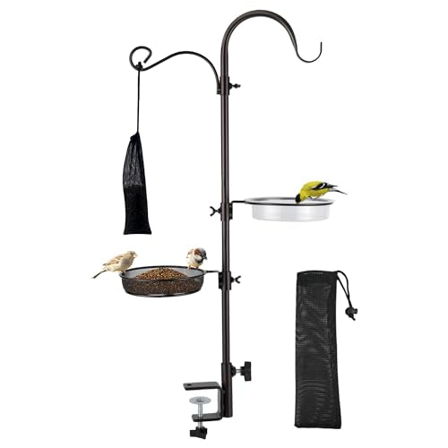ERYTLLY Deck Hook Bird Feeder Pole Bird Feeder Porch Multi Hook Bird Feeding Station Kit Multi Feeder Hanging Kit Premium Bird Bath for Attracting Wild Birds Bird Feeder Planter Hanger - size: 32.2 Inch
