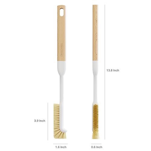 Cleaning Brush, Diveotree Hard Bristle Brush for Deep Cleaning Grout, Sink, Cup, Teapot, Bottle, Blender, Multi-Purpose Brush wih Long Handle for Kitchen (White) - color: White