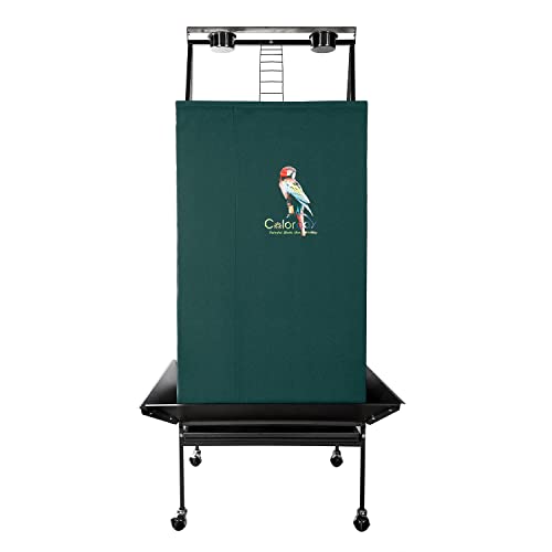 Colorday Good Night Bird Cage Cover for Large Bird Cage with Play Top (Patented), Green 68" - color: Green, size: 24.0"L x 22.0"W x 68.0"H