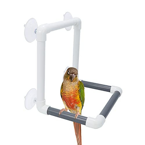 Bird Portable Suction Cup Shower Perch Parrot Window Wall Standing Platform for Cockatoo Conure Cockatiel African Grey