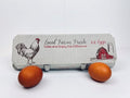 12 Count Egg Cartons - Printed Red/Brown - Recycled Paper Pulp, Solid Top S | tyle for Chicken Eggs - Made in USA
